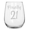 alankathy mug Finally 21 birthday gift for sister friend coworker brother (17 OZ STEMLESS WINE GLASS) view 1