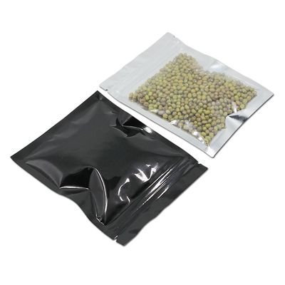 FERENLI 100PCS Glossy Mylar Zipper Lock Food Storage Bag Aluminum Foil Airtight Bag with Front Window Plastic Packaging Pouch for Zip Flat Heat Seal Lock Resealable (10.2x12.7cm (4x5 inch), Black)