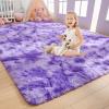 AROGAN Soft Rainbow Area Rugs for Girls Room 4x6 Feet, Fluffy Girls Bedroom Rugs, Princess Rug, Cute Colorful Carpet for Kids Teens Nursery Toddler, Purple view 1