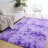 AROGAN Soft Rainbow Area Rugs for Girls Room 4x6 Feet, Fluffy Girls Bedroom Rugs, Princess Rug, Cute Colorful Carpet for Kids Teens Nursery Toddler, Purple view 2