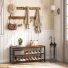 HOOBRO Hall Tree with Bench, Coat Rack Shoe Bench Set, Entryway Shoe Rack with Coat Hooks, Hall Tree, 39.4" L x 11.8" W x 18.1" H, Industrial, for Front Door, Rustic Brown BF071MT01G1 view 2
