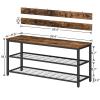 HOOBRO Hall Tree with Bench, Coat Rack Shoe Bench Set, Entryway Shoe Rack with Coat Hooks, Hall Tree, 39.4" L x 11.8" W x 18.1" H, Industrial, for Front Door, Rustic Brown BF071MT01G1 view 4