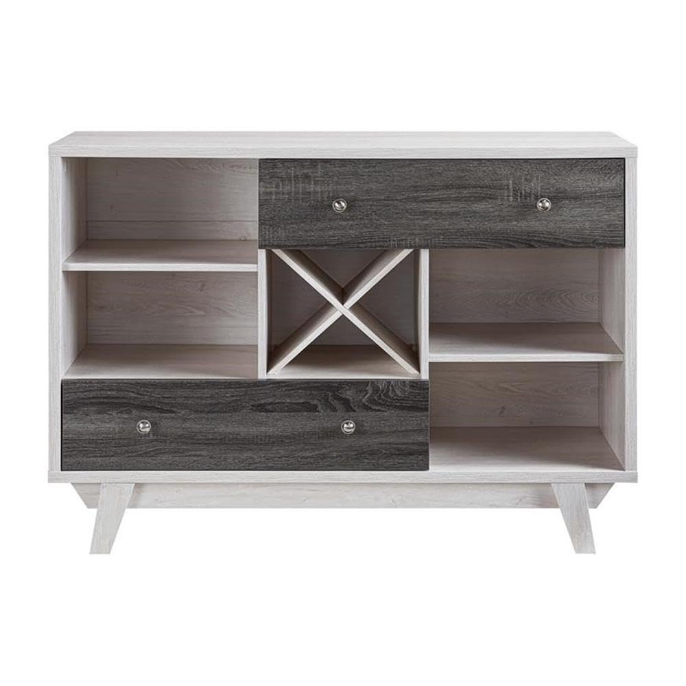 BOWERY HILL Mid-Century Wood Multi-Storage Buffet in White Oak