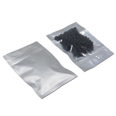 FERENLI 100PCS Mylar Zipper Lock Food Storage Bag Matte Aluminum Foil Airtight Bag with Front Window Plastic Packaging Pouch for Zip Flat Heat Seal Lock Resealable (12x18cm (4.7x7 inch), Silver)
