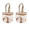 Marooma 2PCS Hand-woven Flower Basket,Wicker Rattan Flower Girl Baskets with Handle and Lace Bow,Woven Storage Basket with Premium Linen Cotton Cloth Lining view 1