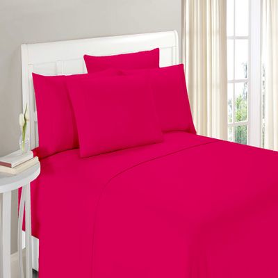 100% Organic Cotton 1200 Thread Count Olympic Queen(66"x80") Hot Pink Sheet Set | Sateen Weave |Hotel Luxury Bedding 4 Piece Sheet Sets| Breathable & Soft | Fits Upto 13" Deep Pocket Mattress.