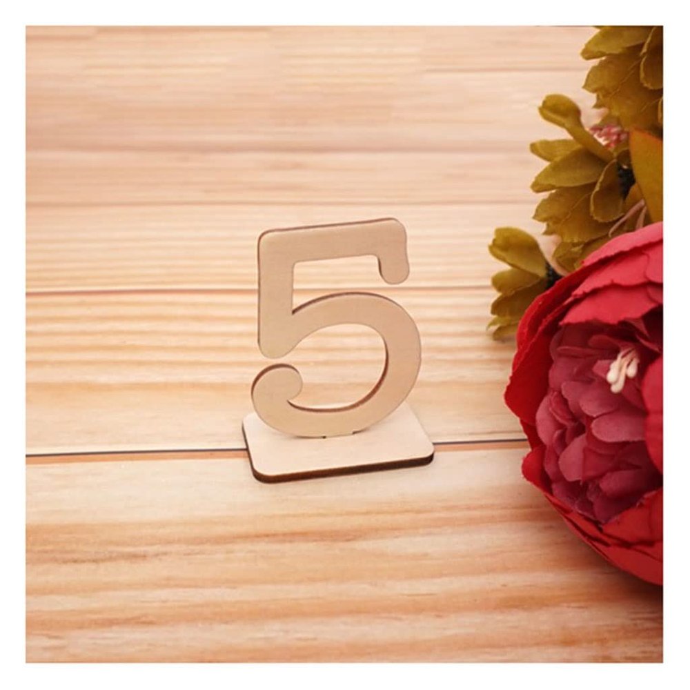 GBNHGYP 10/20pcs Restaurant Wedding Table Number Sign with Rectangular Base, Wedding Party Decoration Supplies (Color : Wooden-Number 1-10)