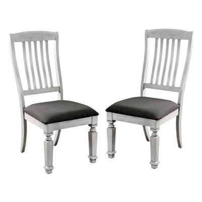 BOWERY HILL 18.5" Transitional Wood Padded Dining Chair in White (Set of 2)
