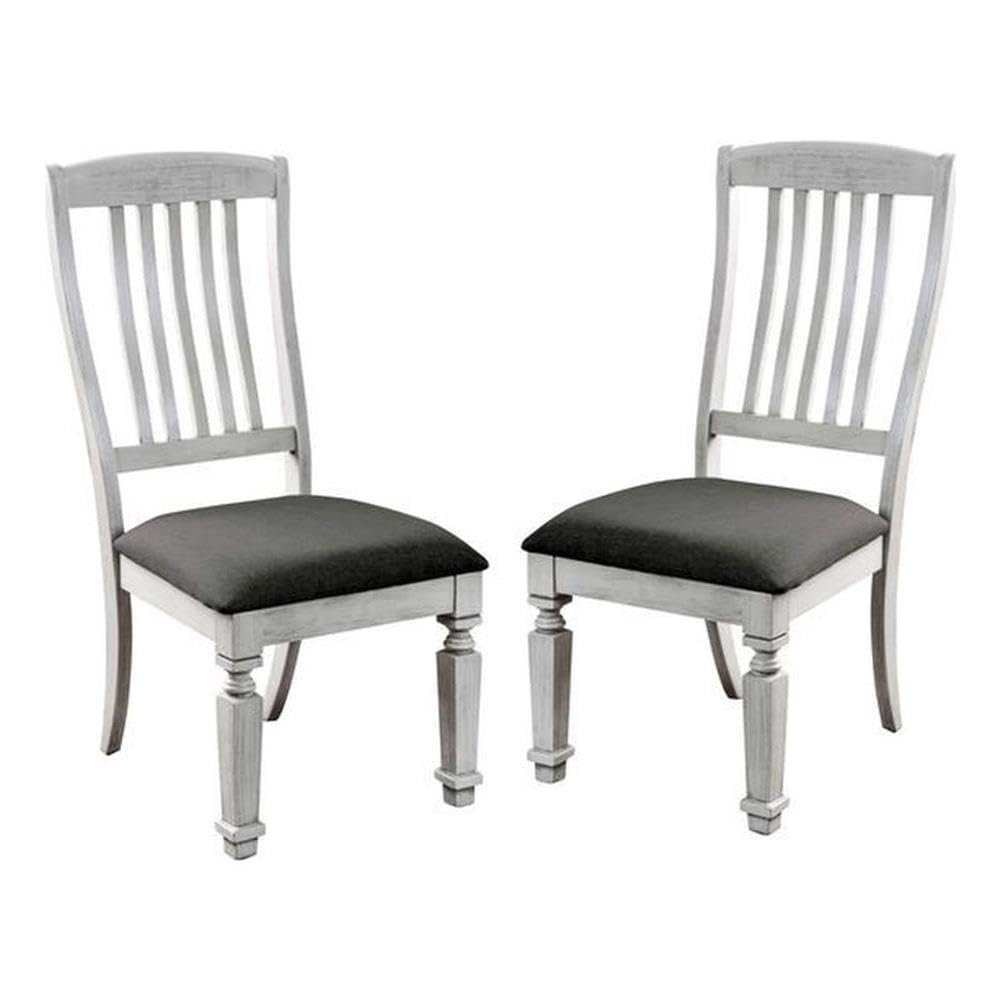 BOWERY HILL 18.5" Transitional Wood Padded Dining Chair in White (Set of 2)
