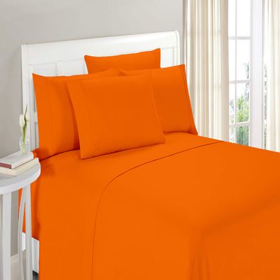 100% Organic Cotton 1200 Thread Count California King(72"x84") Orange Sheet Set | Sateen Weave |Hotel Luxury Bedding 4 Piece Sheet Sets| Breathable & Soft | Fits Upto 13" Deep Pocket Mattress.