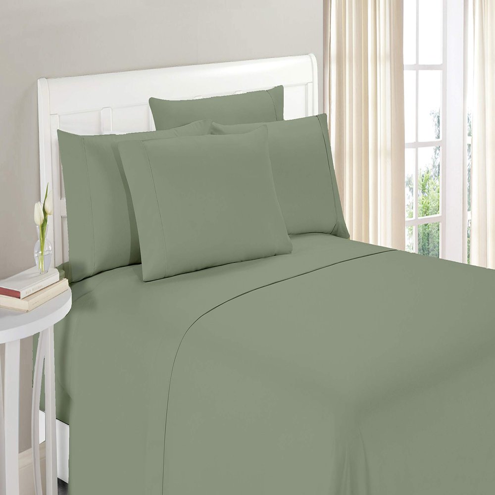 100% Organic Cotton 1200 Thread Count Olympic Queen(66"x80") Moss Sheet Set | Sateen Weave |Hotel Luxury Bedding 4 Piece Sheet Sets| Breathable & Soft | Fits Upto 13" Deep Pocket Mattress.
