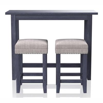 BOWERY HILL Transitional Wood 3-Piece Counter Height Dining Set in Blue