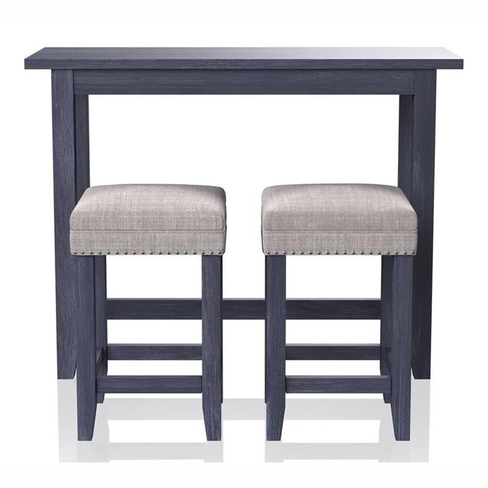 BOWERY HILL Transitional Wood 3-Piece Counter Height Dining Set in Blue