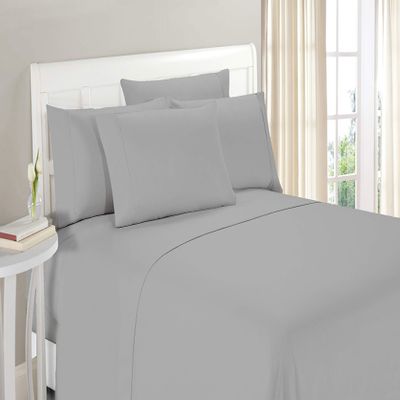 100% Organic Cotton 1200 Thread Count Twin(39"x75") Silver Grey Sheet Set | Sateen Weave |Hotel Luxury Bedding 4 Piece Sheet Sets| Breathable & Soft | Fits Upto 13" Deep Pocket Mattress.