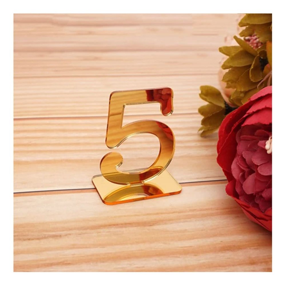 GBNHGYP 10/20pcs Restaurant Wedding Table Number Sign with Rectangular Base, Wedding Party Decoration Supplies (Color : Gold-Number 1-10)