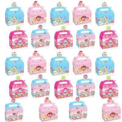 24 Pack Candyland Favor Gift Boxes - Sweet Candy Lollipop Windmill Baby Shower Birthday Party Supplies Decoration Party Favor Goodie Bags Candy Treat Gift Box