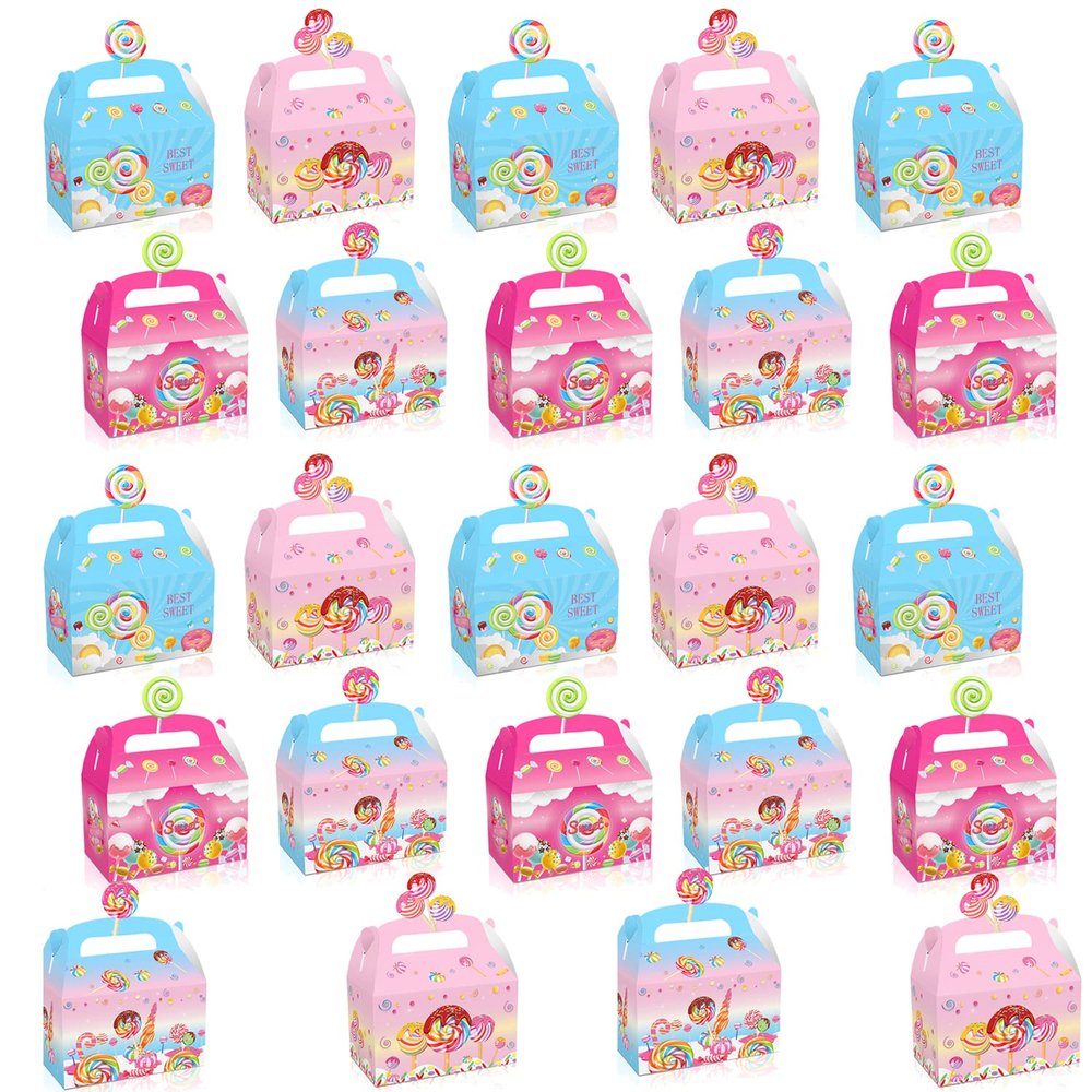24 Pack Candyland Favor Gift Boxes - Sweet Candy Lollipop Windmill Baby Shower Birthday Party Supplies Decoration Party Favor Goodie Bags Candy Treat Gift Box