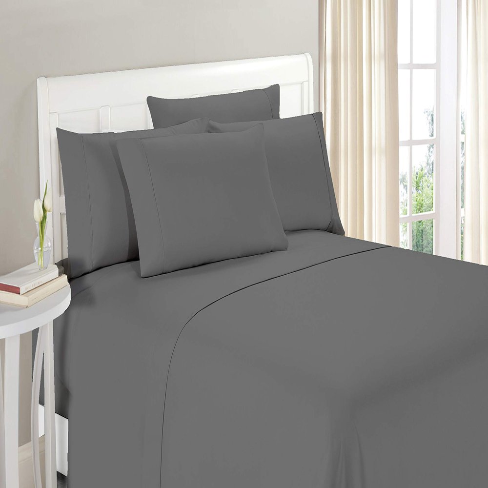 100% Organic Cotton 1200 Thread Count Olympic Queen(66"x80") Dark Grey Sheet Set | Sateen Weave |Hotel Luxury Bedding 4 Piece Sheet Sets| Breathable & Soft | Fits Upto 22" Deep Pocket Mattress.