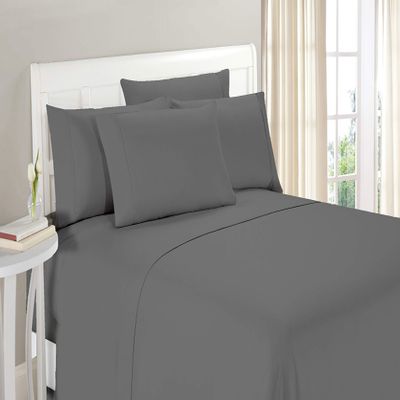 100% Organic Cotton 1200 Thread Count Twin(39"x75") Dark Grey Sheet Set | Sateen Weave |Hotel Luxury Bedding 4 Piece Sheet Sets| Breathable & Soft | Fits Upto 20" Deep Pocket Mattress.