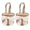 MEUMITY Rattan Flower Basket, 2 PCS Flower Girl Baskets with Handle and Lace,Storage Basket Woven Basket Lined with Cotton Cloth for Wedding, Home Decor, Outdoor Dinner view 1
