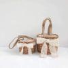 MEUMITY Rattan Flower Basket, 2 PCS Flower Girl Baskets with Handle and Lace,Storage Basket Woven Basket Lined with Cotton Cloth for Wedding, Home Decor, Outdoor Dinner view 4
