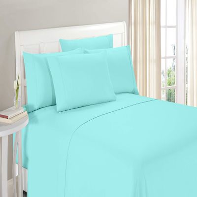 100% Organic Cotton 1200 Thread Count California King(72"x84") Aqua Blue Sheet Set | Sateen Weave |Hotel Luxury Bedding 4 Piece Sheet Sets| Breathable & Soft | Fits Upto 22" Deep Pocket Mattress.