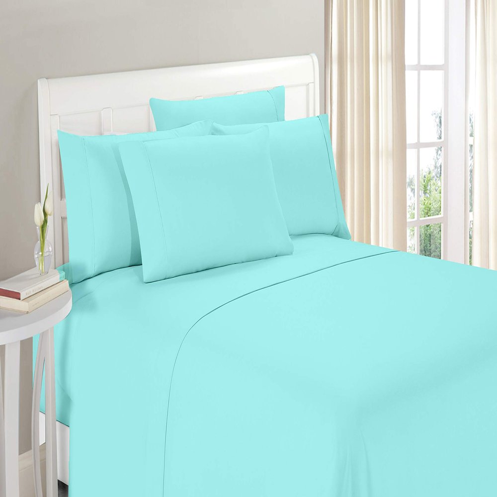 100% Organic Cotton 1200 Thread Count California King(72"x84") Aqua Blue Sheet Set | Sateen Weave |Hotel Luxury Bedding 4 Piece Sheet Sets| Breathable & Soft | Fits Upto 22" Deep Pocket Mattress.
