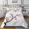 Erosebridal Cherry Blossom Bedspread Set 3Pcs,White Grey Marble Quilt Set for Girls Women Red Flower Floral Coverlet Set King Size Japanese Style Bed Cover Botanical Theme Bedspread Set,Soft view 2