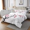 Erosebridal Cherry Blossom Bedspread Set 3Pcs,White Grey Marble Quilt Set for Girls Women Red Flower Floral Coverlet Set King Size Japanese Style Bed Cover Botanical Theme Bedspread Set,Soft view 3