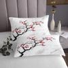 Erosebridal Cherry Blossom Bedspread Set 3Pcs,White Grey Marble Quilt Set for Girls Women Red Flower Floral Coverlet Set King Size Japanese Style Bed Cover Botanical Theme Bedspread Set,Soft view 4