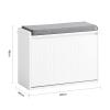 Haotian Small Shoe Bench, Storage Bench with Removable Seat Cushion, Ottoman for Entryway and Bedroom, 2 Flip Drawers White, FSR98-W view 2