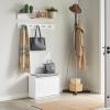 Haotian Small Shoe Bench, Storage Bench with Removable Seat Cushion, Ottoman for Entryway and Bedroom, 2 Flip Drawers White, FSR98-W view 3