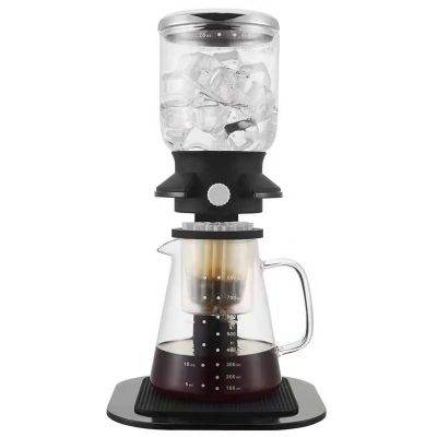 FAMYNGL 800ML Ice Drip Coffee Pot Glass Coffee Maker Regulatable Dripper Filter Cold Brew Pots Ice Brewer Percolators Reusable Espresso Coffee,Black