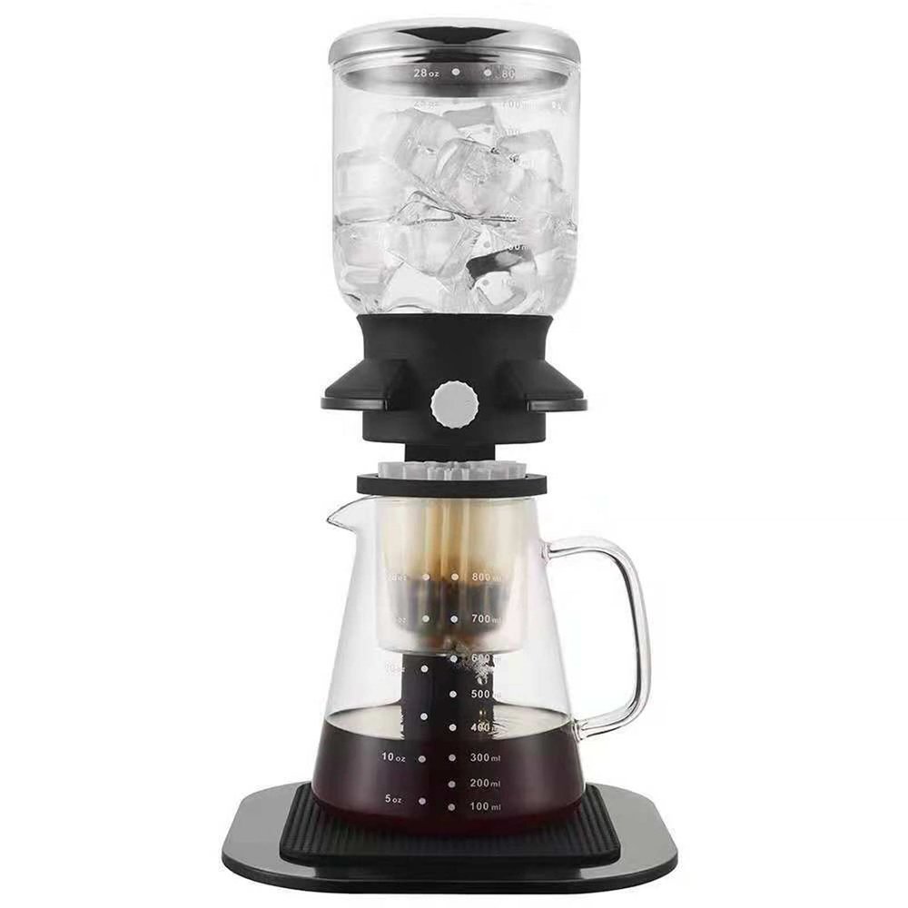 FAMYNGL 800ML Ice Drip Coffee Pot Glass Coffee Maker Regulatable Dripper Filter Cold Brew Pots Ice Brewer Percolators Reusable Espresso Coffee,Black