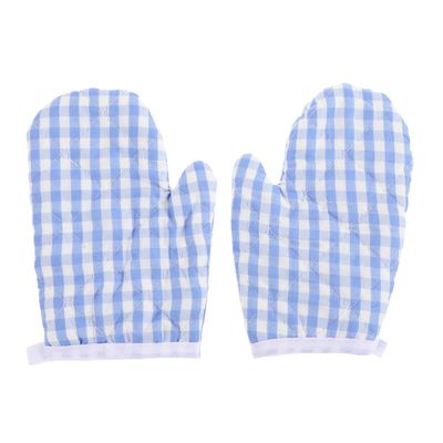 Kids Oven Mitts 2PCS Heat Resistant Cotton Gloves Kitchen Mitts Gloves for Baking Cooking Fireplace Grill BBQ Sky-Blue Barbecue Microwave Non-Slip Grip