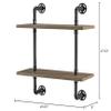 BOWERY HILL Modern Wood 2-Tier Wall Display Shelf in Natural view 3