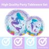 96 Pcs Mermaid Plates and Napkins Party Supplies Mermaids Ocean Birthday Tableware Set Under the Sea Party Decorations Favors for Girls Birthday Baby Shower for 24 Guests view 3