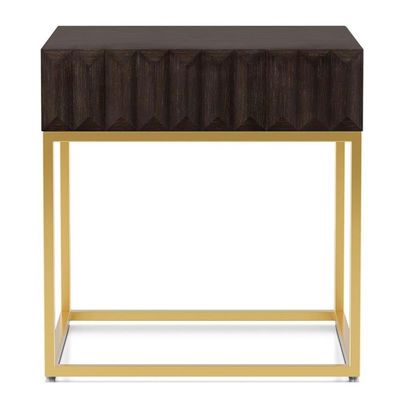 BOWERY HILL Contemporary Metal 1-Drawer End Table in Walnut