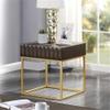 BOWERY HILL Contemporary Metal 1-Drawer End Table in Walnut view 2