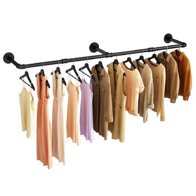 DONGYUE Wall Mounted Hanger 72'', Industrial Plumbing Bathroom Floating Hanger Retro Iron Pipe Shelf Wall Mounted Storage Rack Stand for Living Room, Bedroom, Laundry Room, Etc. Display Stand