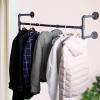 DONGYUE Industrial Iron Pipe Hanger 112cm, Wall Mounted Detachable Coat Rack Clothes Rails Living Room Bedroom Fashion Hanger Clothes Display Rack - Metal Tube Black (Four Legs) view 3