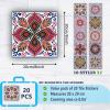 Tile Stickers Wall Decor Bathroom Kitchen Wall Sticker Waterproof PVC Decoration Stickers - 2D Sticker with Retro Design in Mosaic Style (Style-6, 8 x 8 Inch) view 2