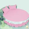 1 Piece Stripe 15" Deep Pocket Ruffle Bed Skirt for Round Bed 600TC Egyptian Cotton (Pink, King 92" Diameter) view 1