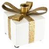 4.5" White Metal Gift Box Christmas Taper Candle Holder view 1