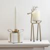 4.5" White Metal Gift Box Christmas Taper Candle Holder view 2