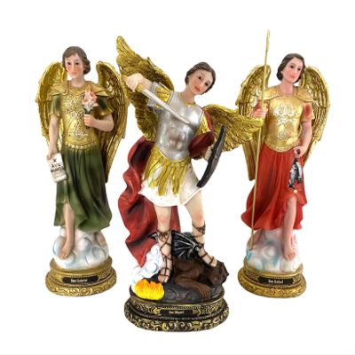 3 Arcngeles 12" Inch San Miguel Arcngel, Arcngel Gabriel, Arcngel Rafael Archangels Set Religious Gift Art