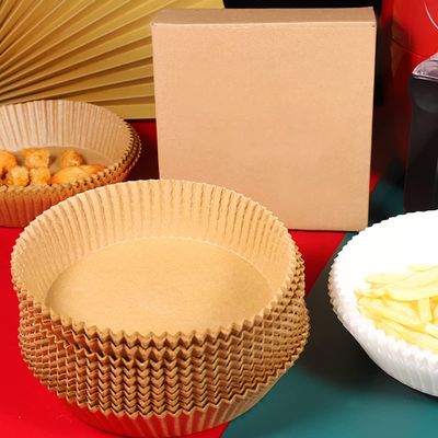 50PCs Air Fryer Disposable Paper - 6.3 Inch Special Barbecue Baking for Air Fryer - Non-Stick and Oil Absorption Circular Kitchen Paper - Round Oil-Proof Parchment Baking Paper for Fryer