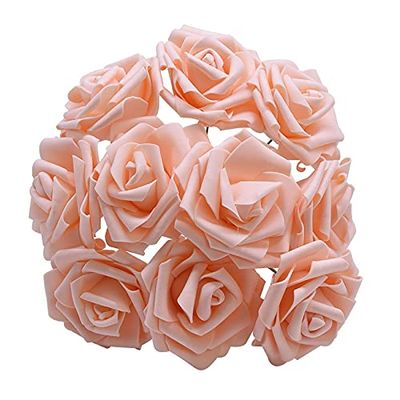 25 Heads 8CM New Colorful Artificial PE Foam Rose Flowers Bride Bouquet Home Wedding Decor Scrapbooking DIY Supplies (Color : Rose Pink)