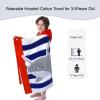 VOOVA & MOVAS Hooded Beach Towel for Kids,(3-8 Years, 30''X50),Absorbent 100% Cotton Towel Wrap for Boys, Perfect for Toddler Beach, Pool, Bath, Swimming, Hula-Hooping Narwhal view 2