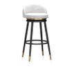 Bar Stools Swivel Counter Height Bar Stools with Black Metal Leg Velvet Upholstered Padded Island Chairs with Back for Kitchen, Pub, Coffee, Shop, White, 25.6 in view 1